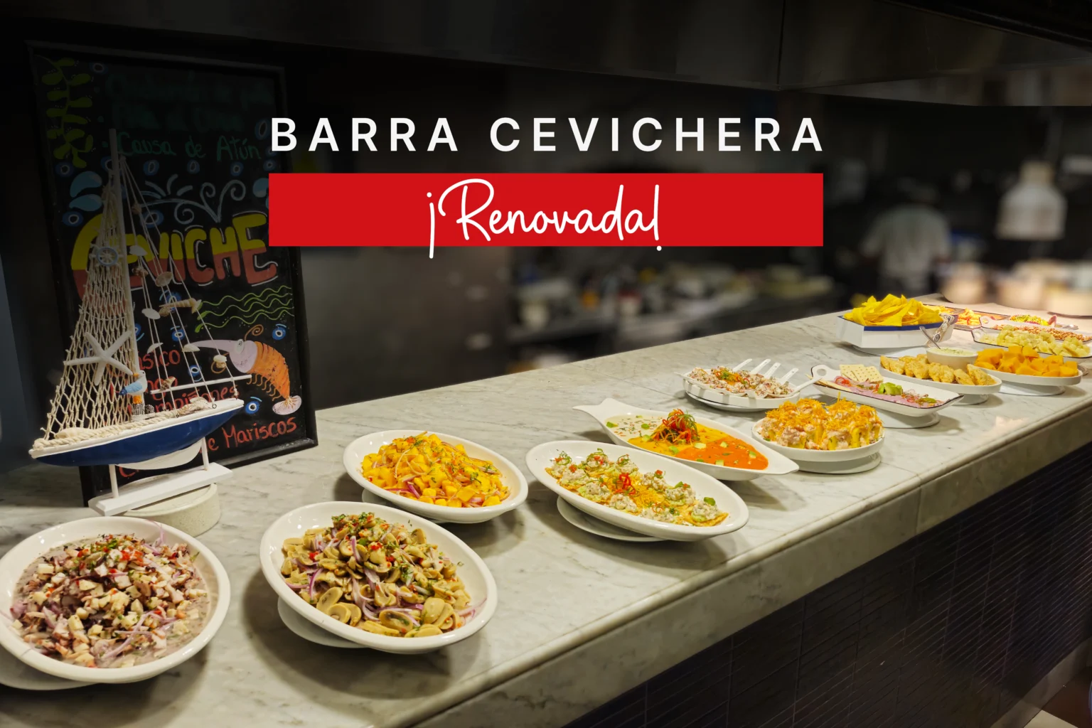 Nueva barra cevichera renovada de La Bistecca con variedad de ceviches frescos, tiraditos y causas preparadas al momento.